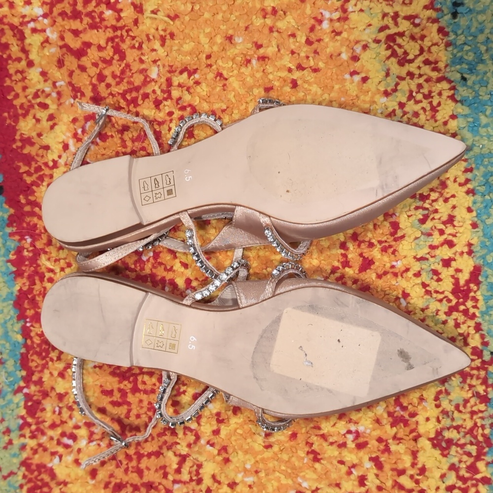 Jeffrey Campbell Satin Flats with Rhinestone Straps - Picture 4 of 4